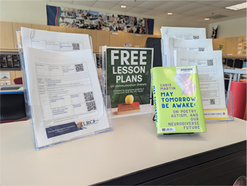 A center display of free lesson plans created by College of Ed graduate students. 