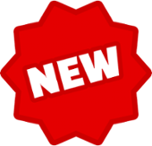 red scalloped circle with the word "NEW" in white text
